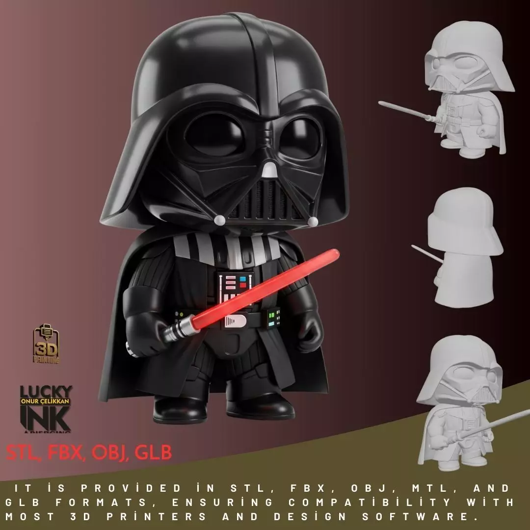 Mini Hero Darth Vader Style Figure 3D Printable STL FBX OBJ GLB 3D print model_0