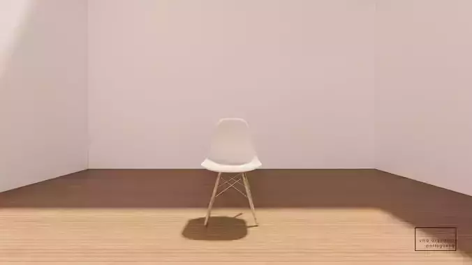 Eames Style DSW Chair 3D Model - Metal -  Wood - Fabric Low-poly 3D model
