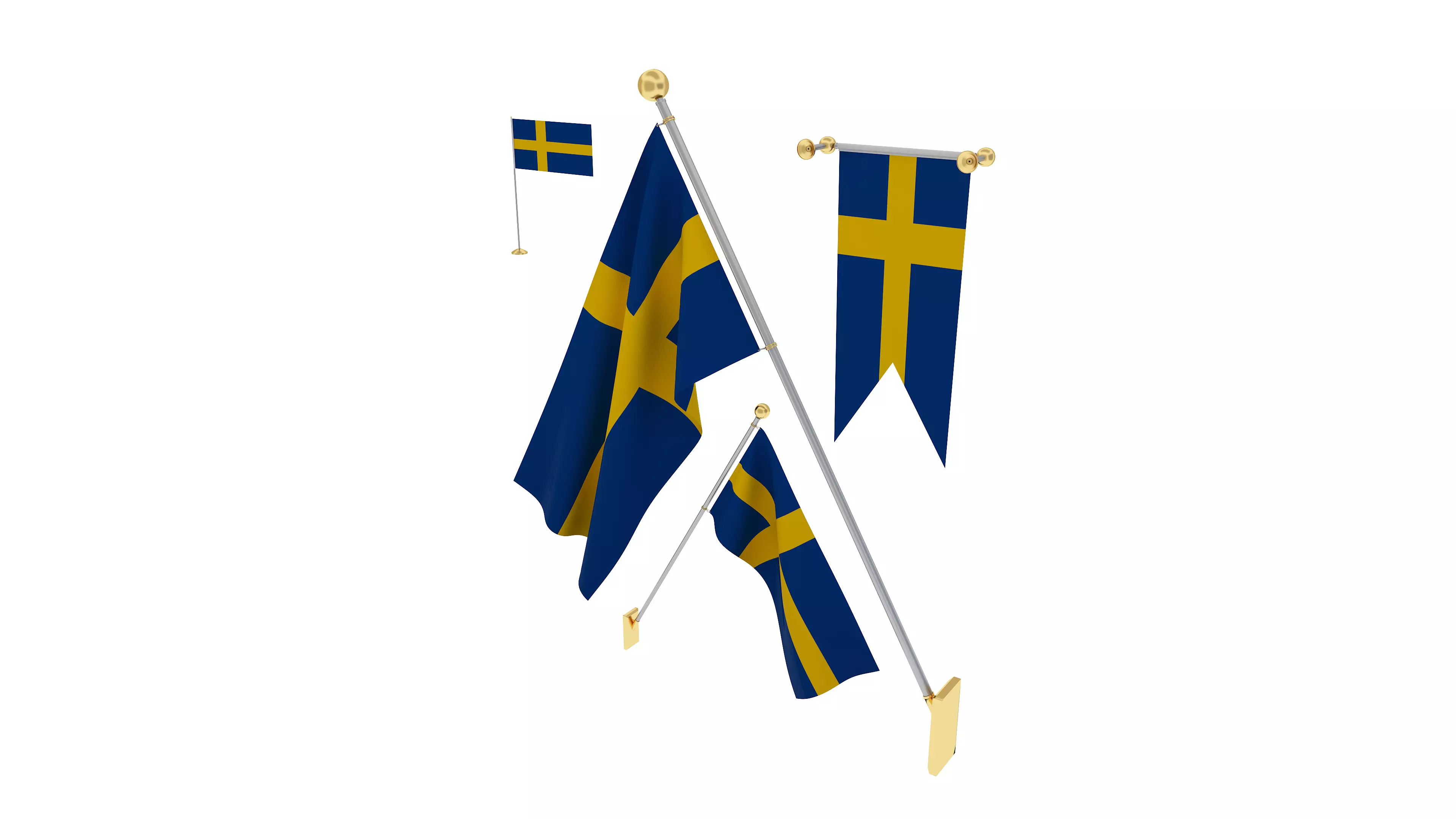 Flags of Sweden 3D model