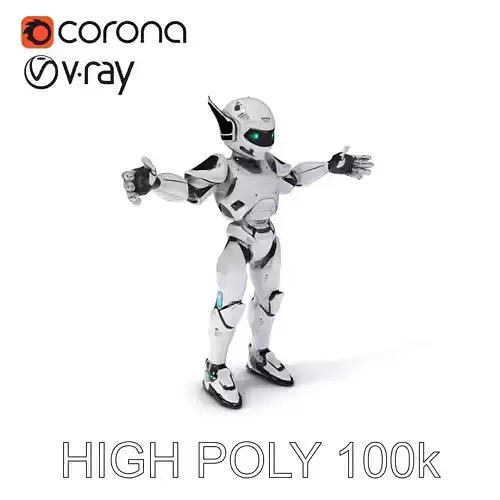 RiggedFuturistic Robot Unit with Advanced Armor and Blue Lights