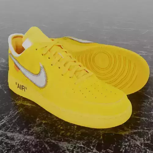 OFF WHITE X NIKE AIR FORCE 1 ONE YELLOW 3D SHOES