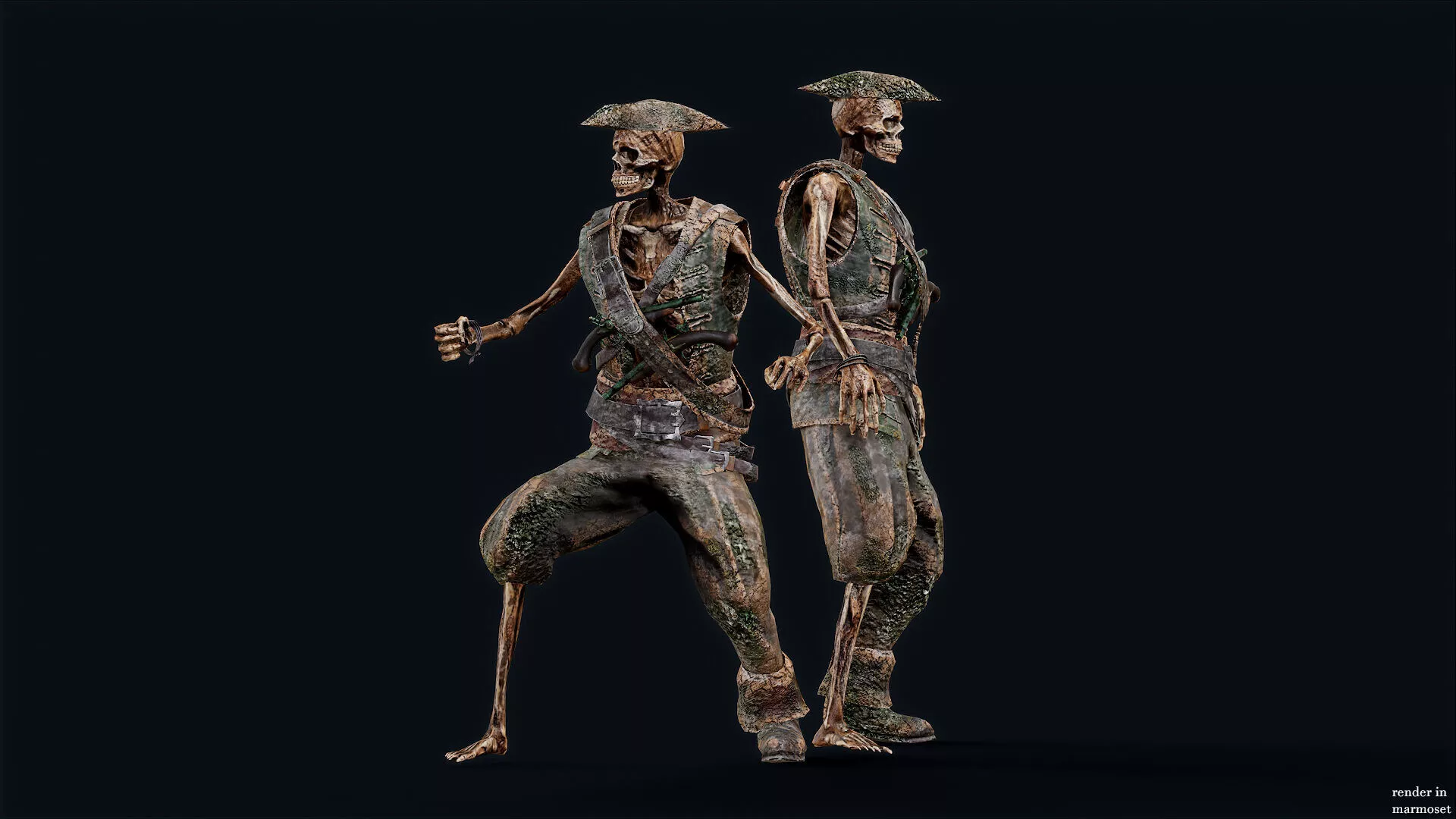 PIRATE SKELETON 7 B Low-poly 3D model