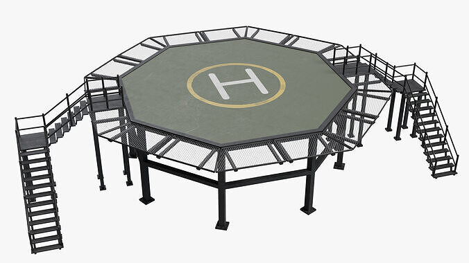 Octagonal Heliport Low-poly 3D model