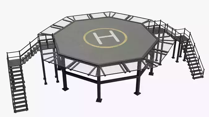 Octagonal Heliport Low-poly 3D model