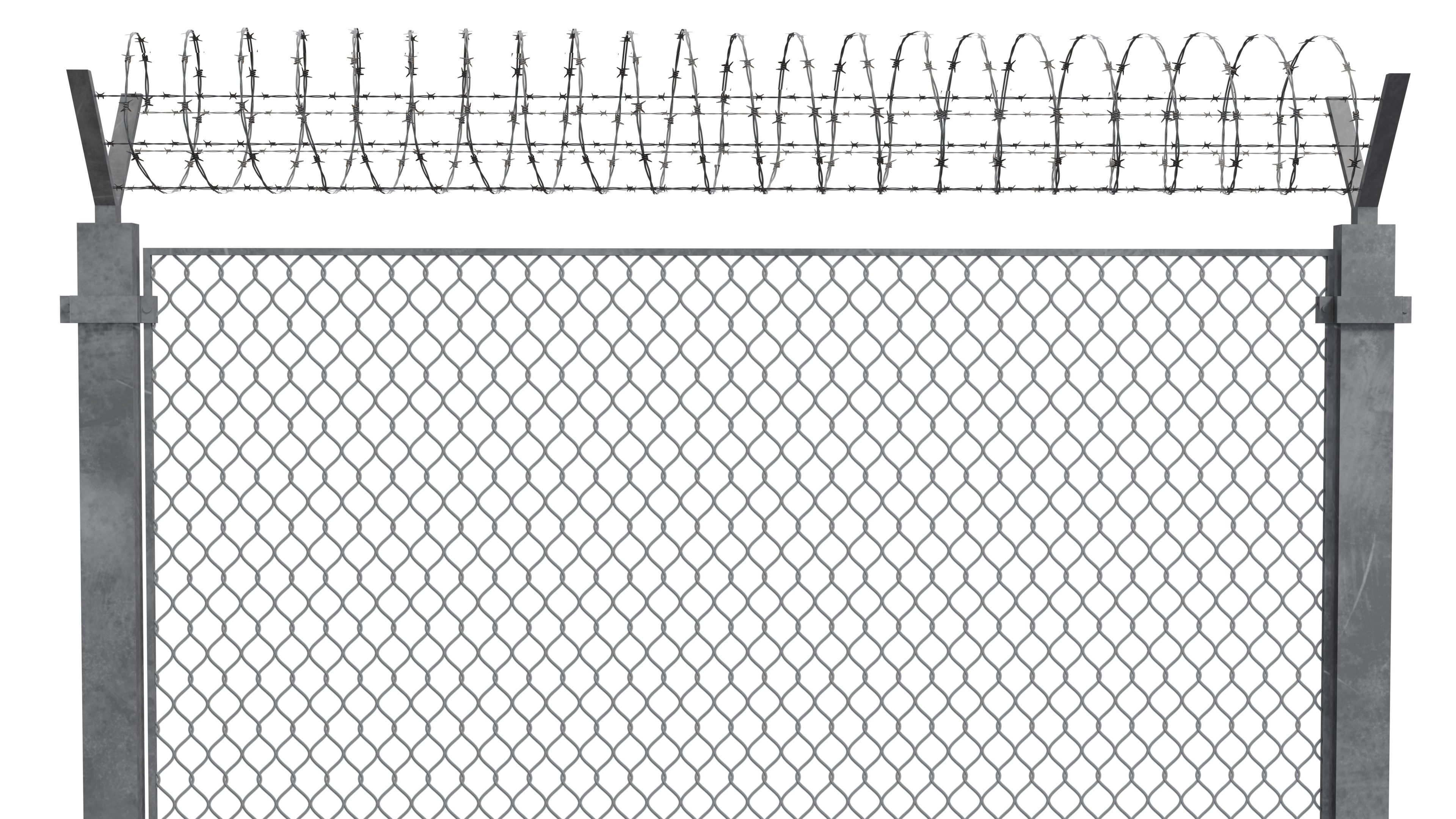Barbed Wire Fence Low-poly 3D model_6