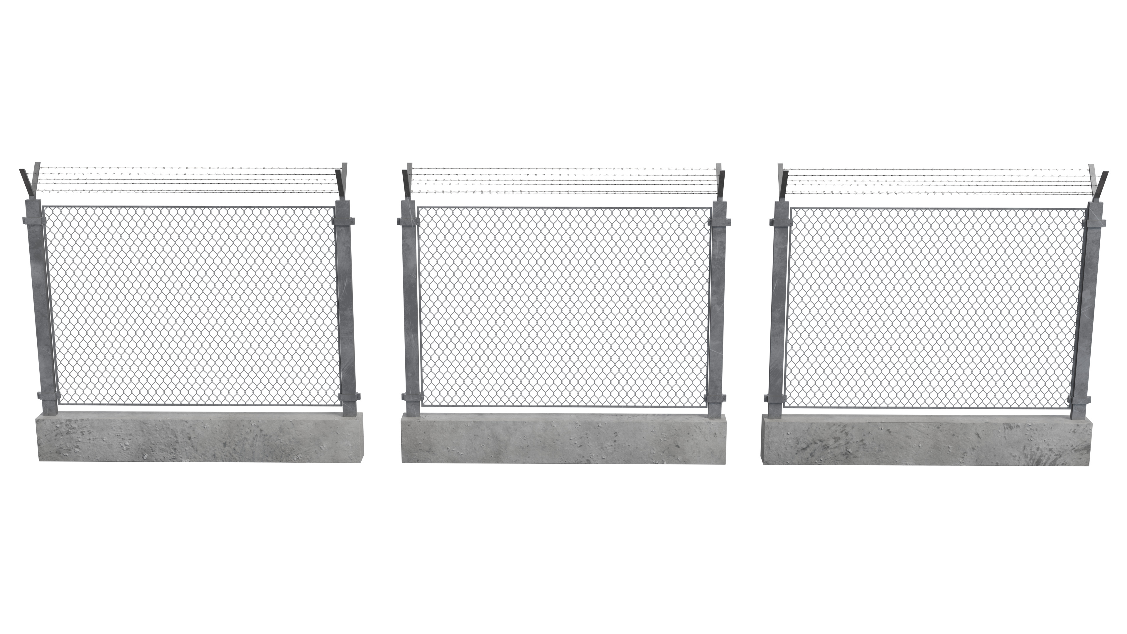 Barbed Wire Fence Low-poly 3D model_2