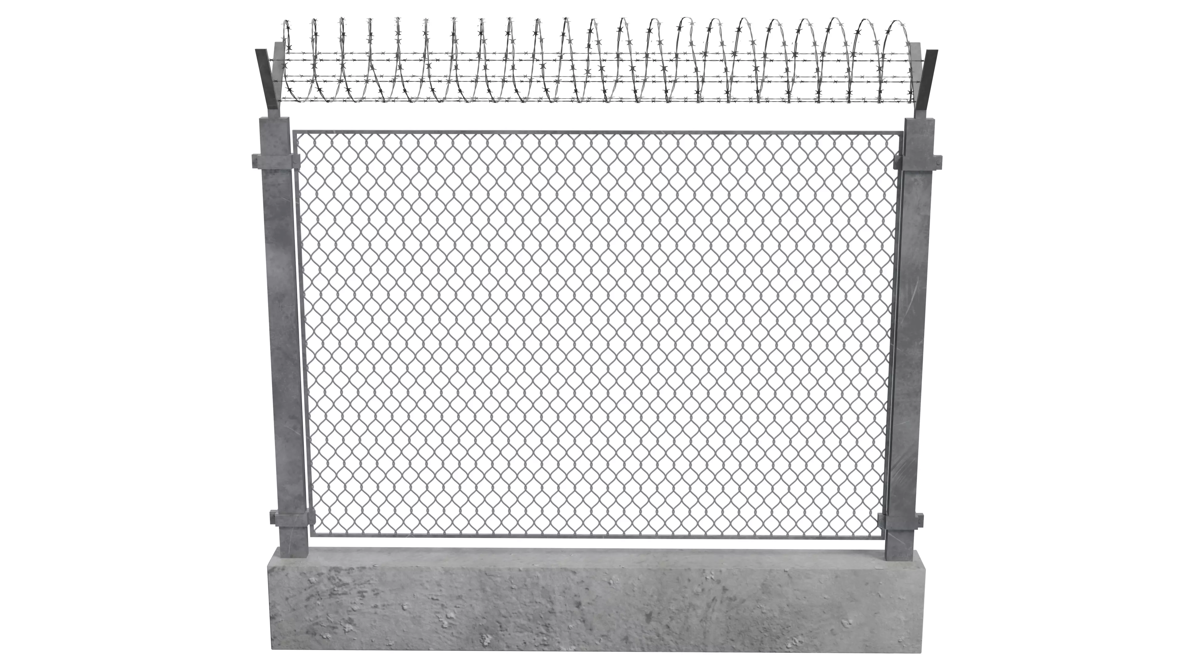 Barbed Wire Fence Low-poly 3D model_0