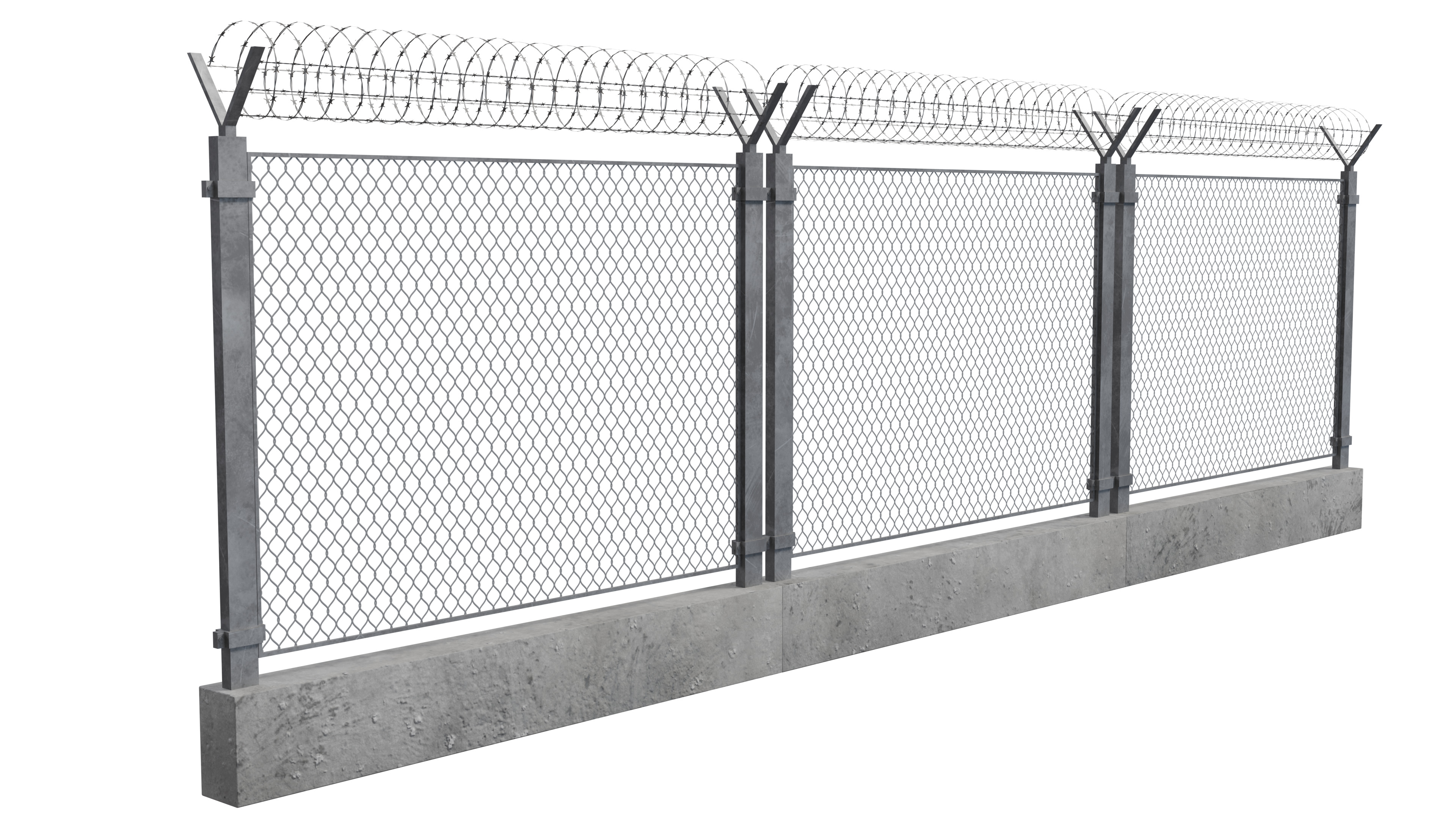 Barbed Wire Fence Low-poly 3D model_3