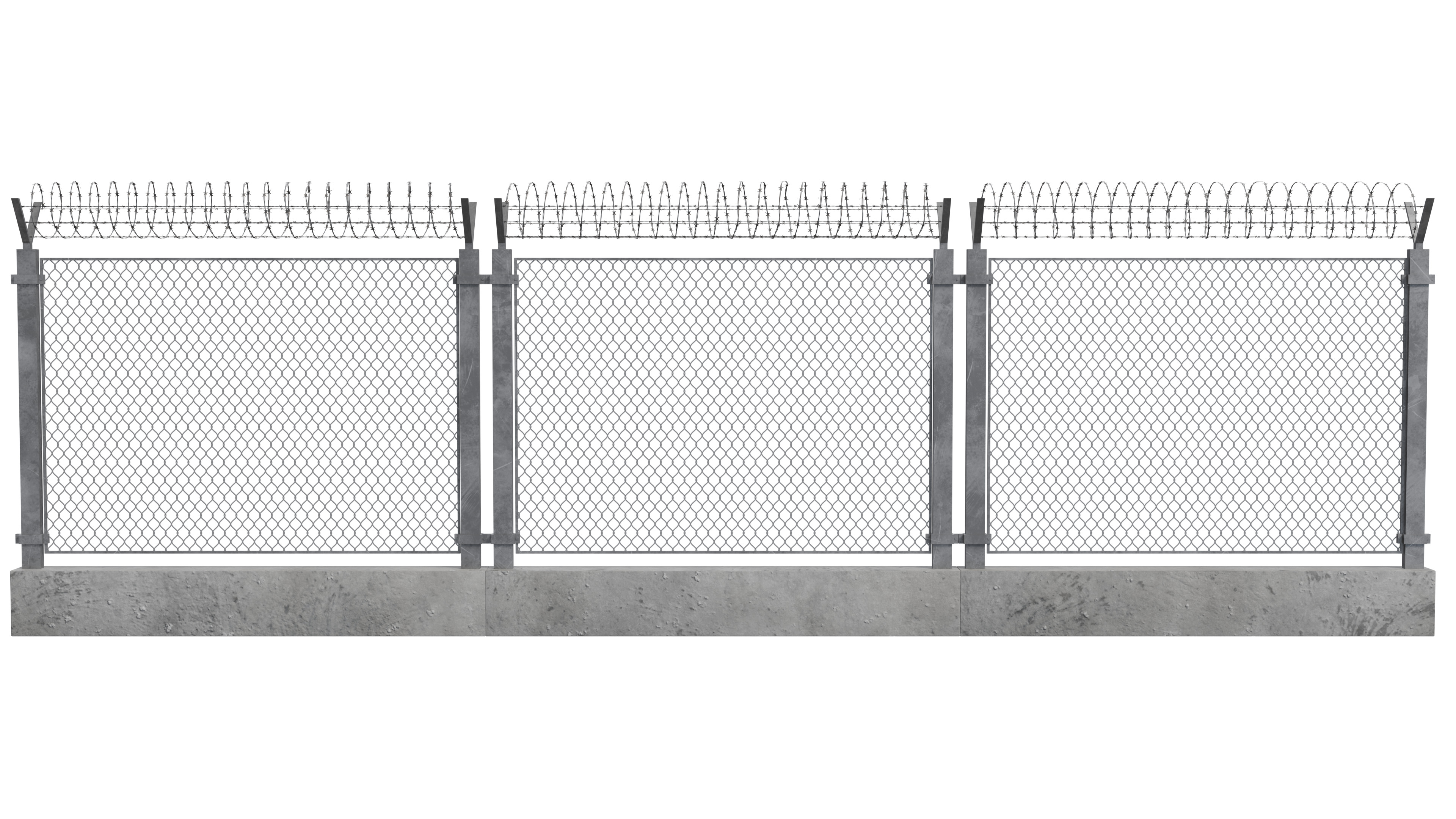 Barbed Wire Fence Low-poly 3D model_4