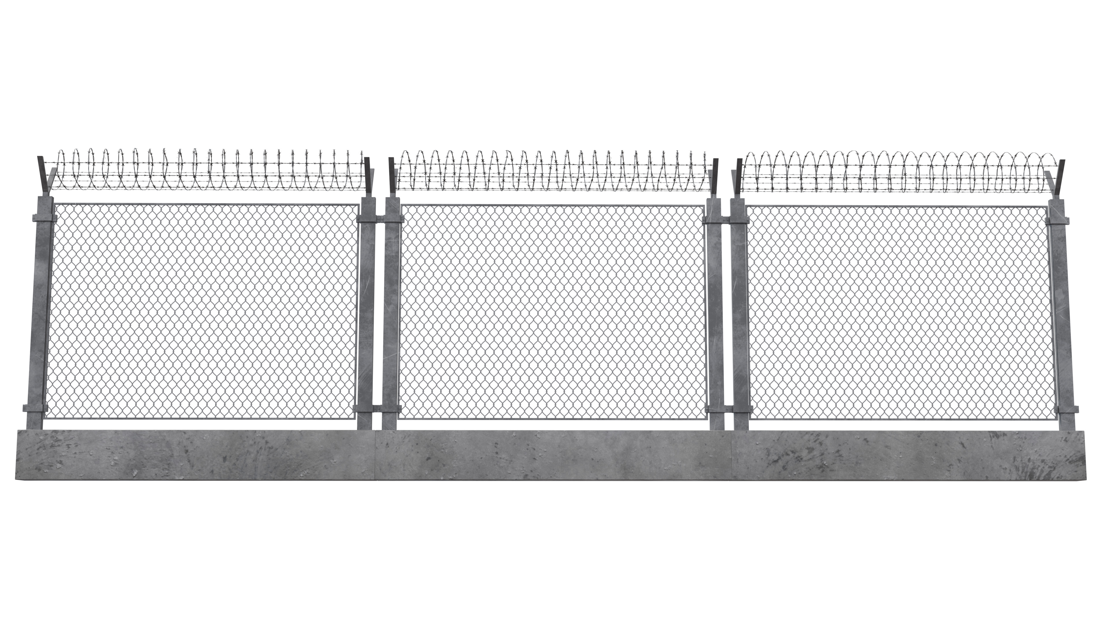 Barbed Wire Fence Low-poly 3D model_5