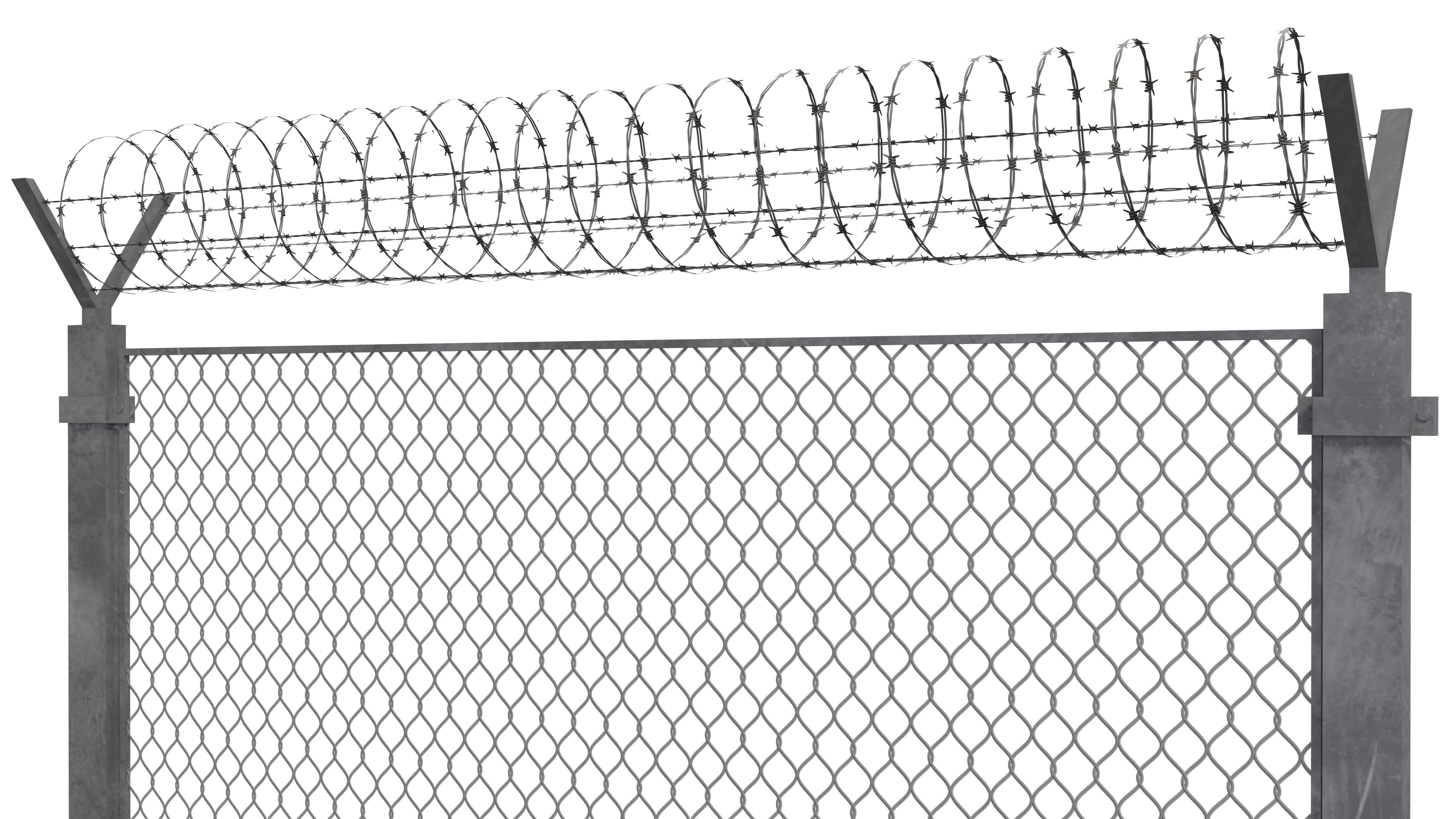Barbed Wire Fence Low-poly 3D model_9