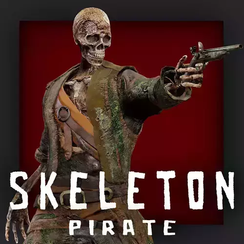 PIRATE SKELETON 8 B Low-poly 3D model