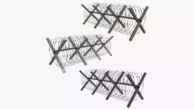 Barbed Wire Barricade Low-poly 3D model