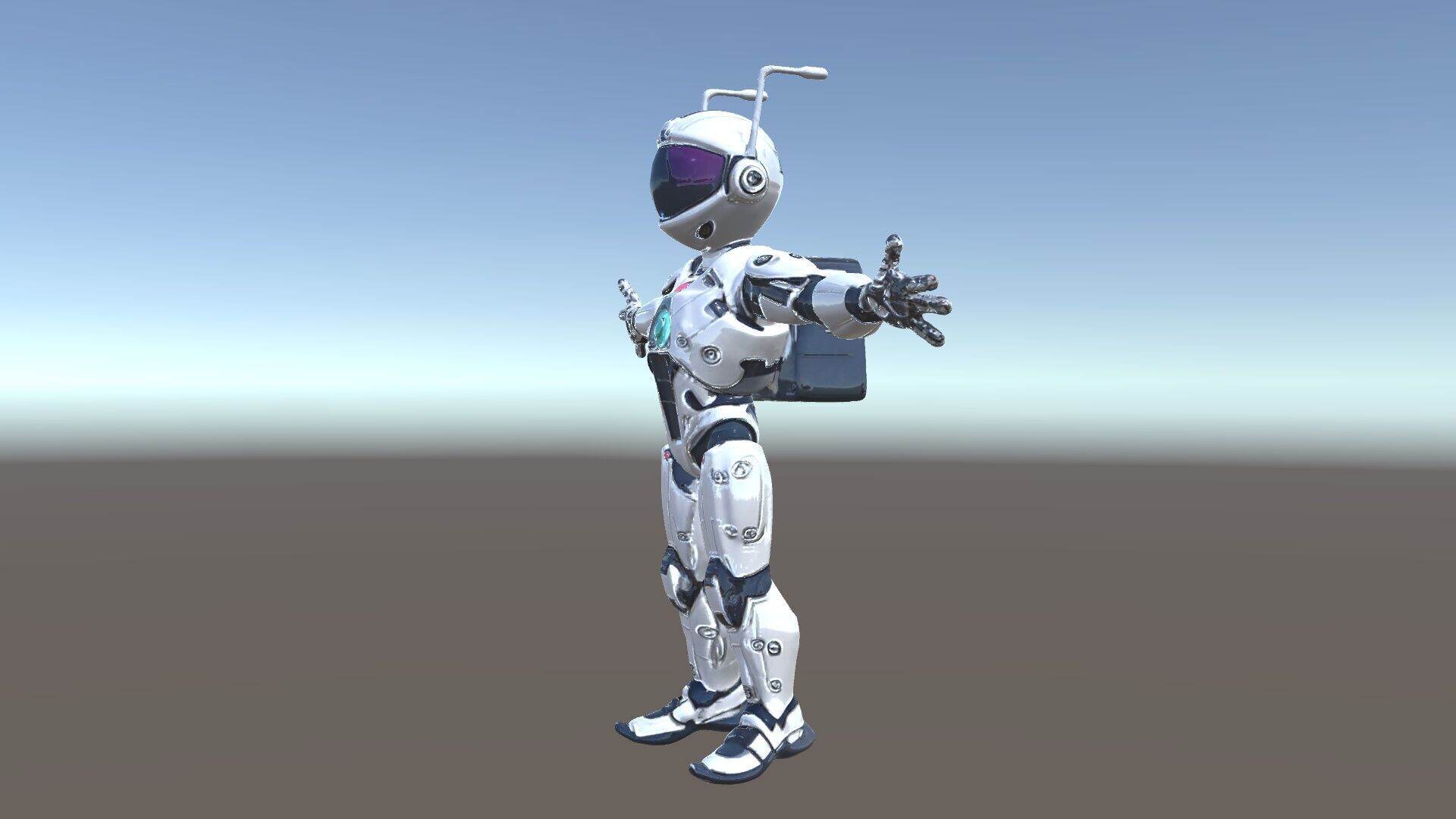 RiggedRetroFuturistic Robot Companion with Antenna and Neon A... Low-poly 3D model_5