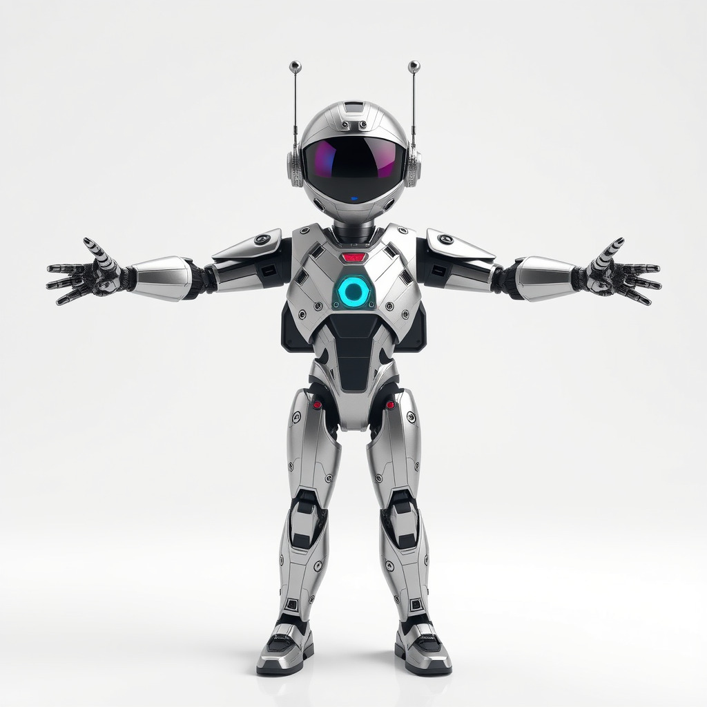 RiggedRetroFuturistic Robot Companion with Antenna and Neon A... Low-poly 3D model_4