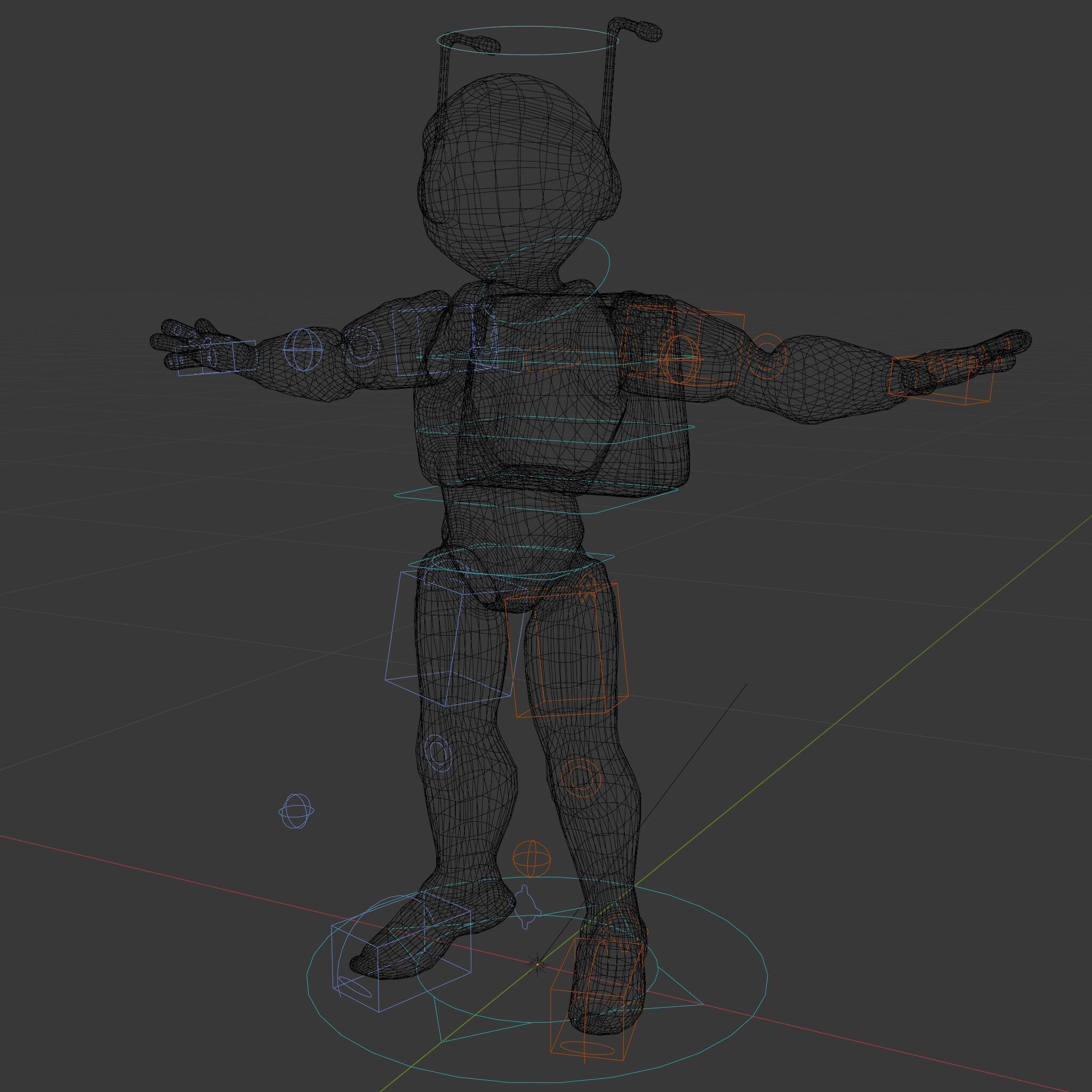 RiggedRetroFuturistic Robot Companion with Antenna and Neon A... Low-poly 3D model_17