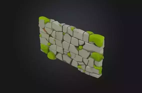 Stylized Modular Dungeon Wall Low Poly Game Asset