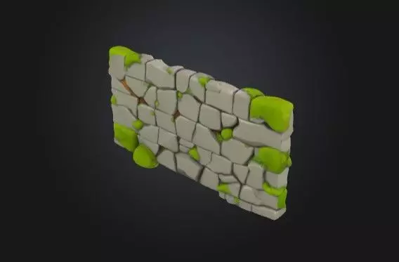 Stylized Modular Dungeon Wall Low Poly Game Asset Low-poly 3D model_0
