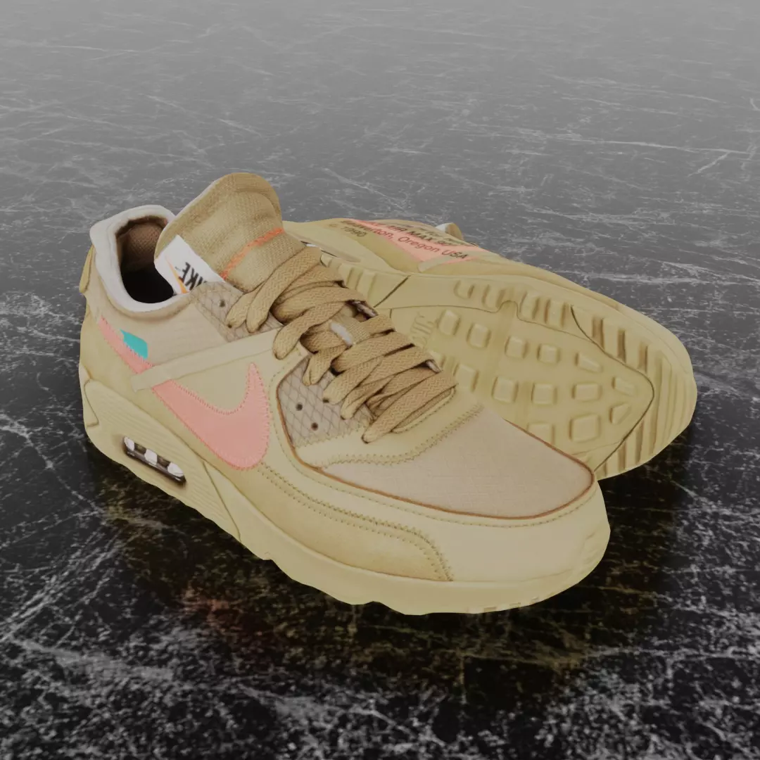 OFF WHITE X NIKE AIR MAX 90 THEN TEN 3D SHOES Low-poly 3D model