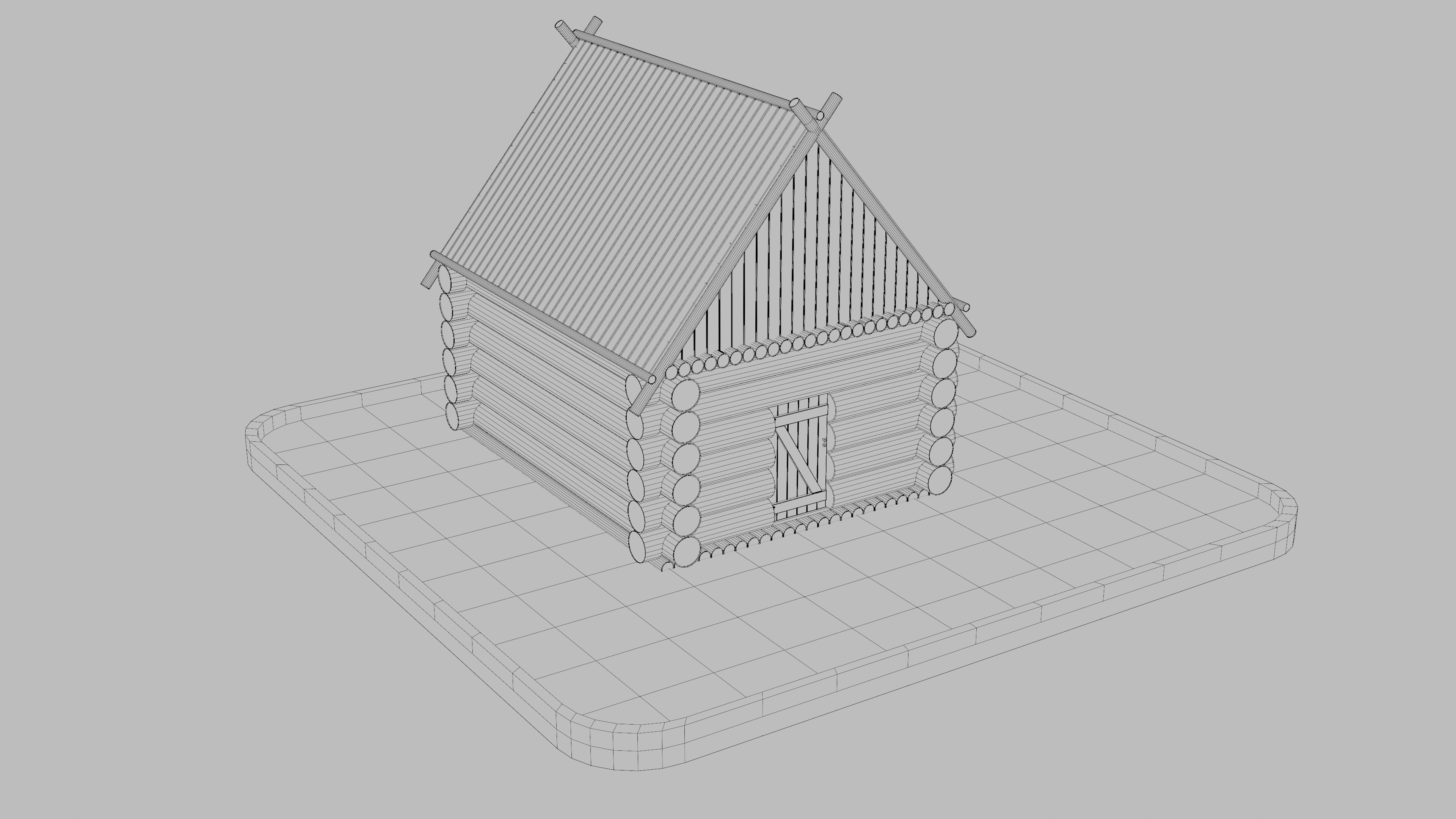 Low poly Wooden house Small Low-poly 3D model_3