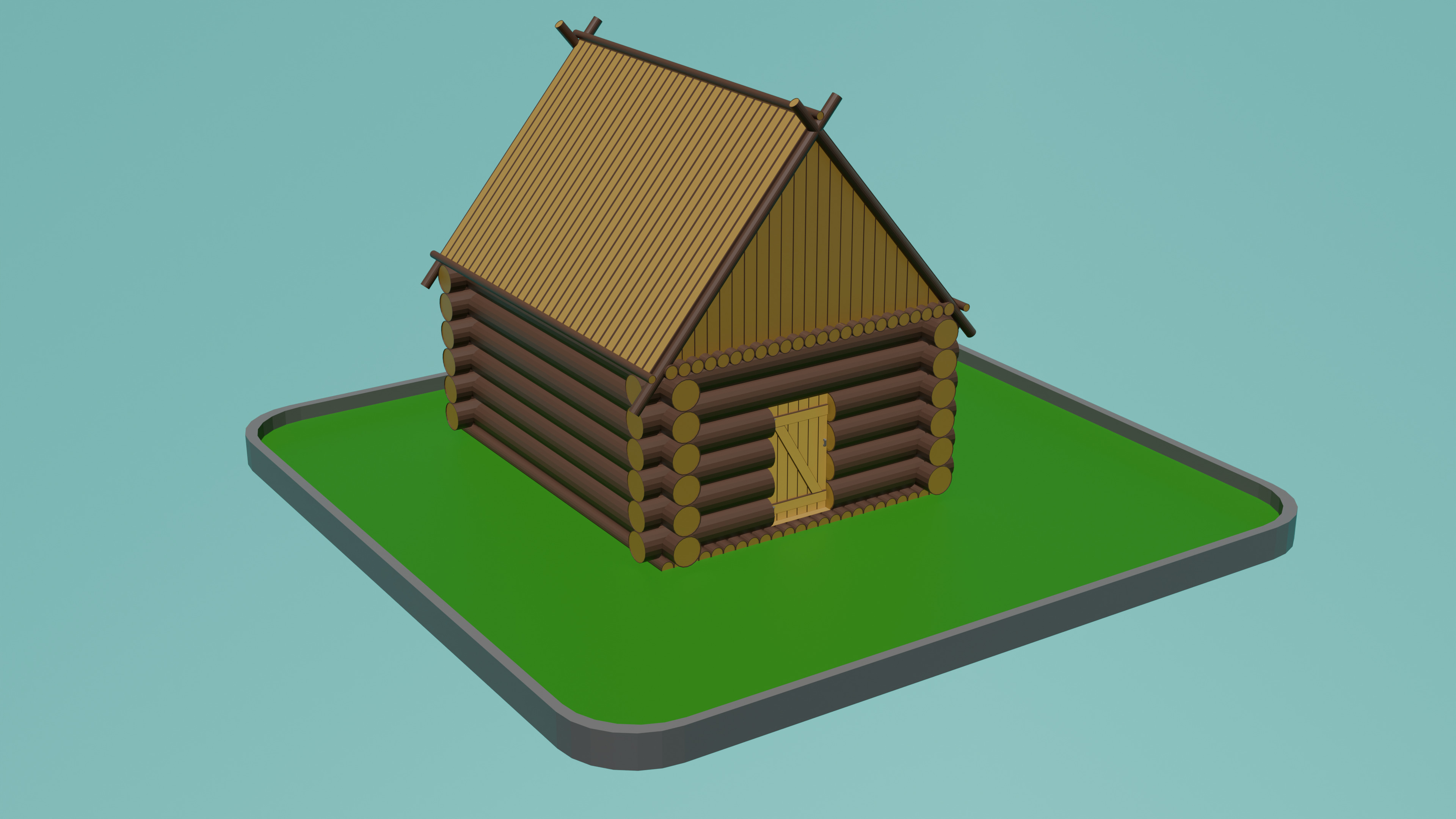 Low poly Wooden house Small Low-poly 3D model_2