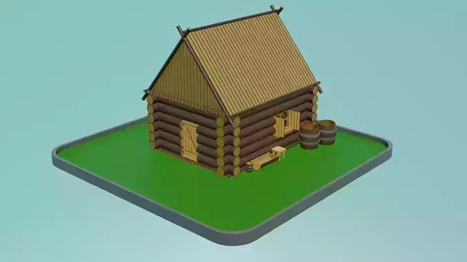 Low poly Wooden house Small Low-poly 3D model