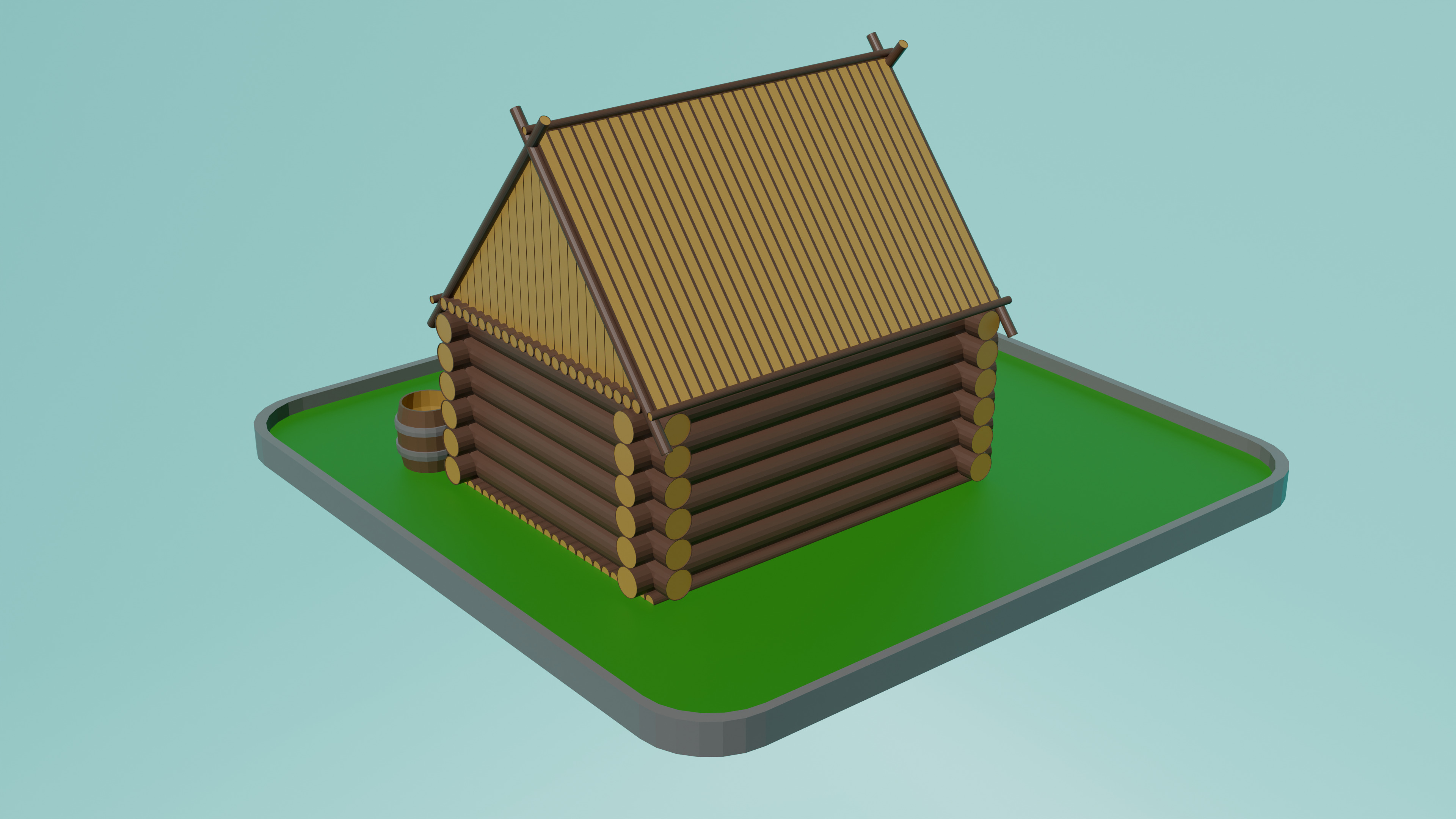 Low poly Wooden house Small Low-poly 3D model_4