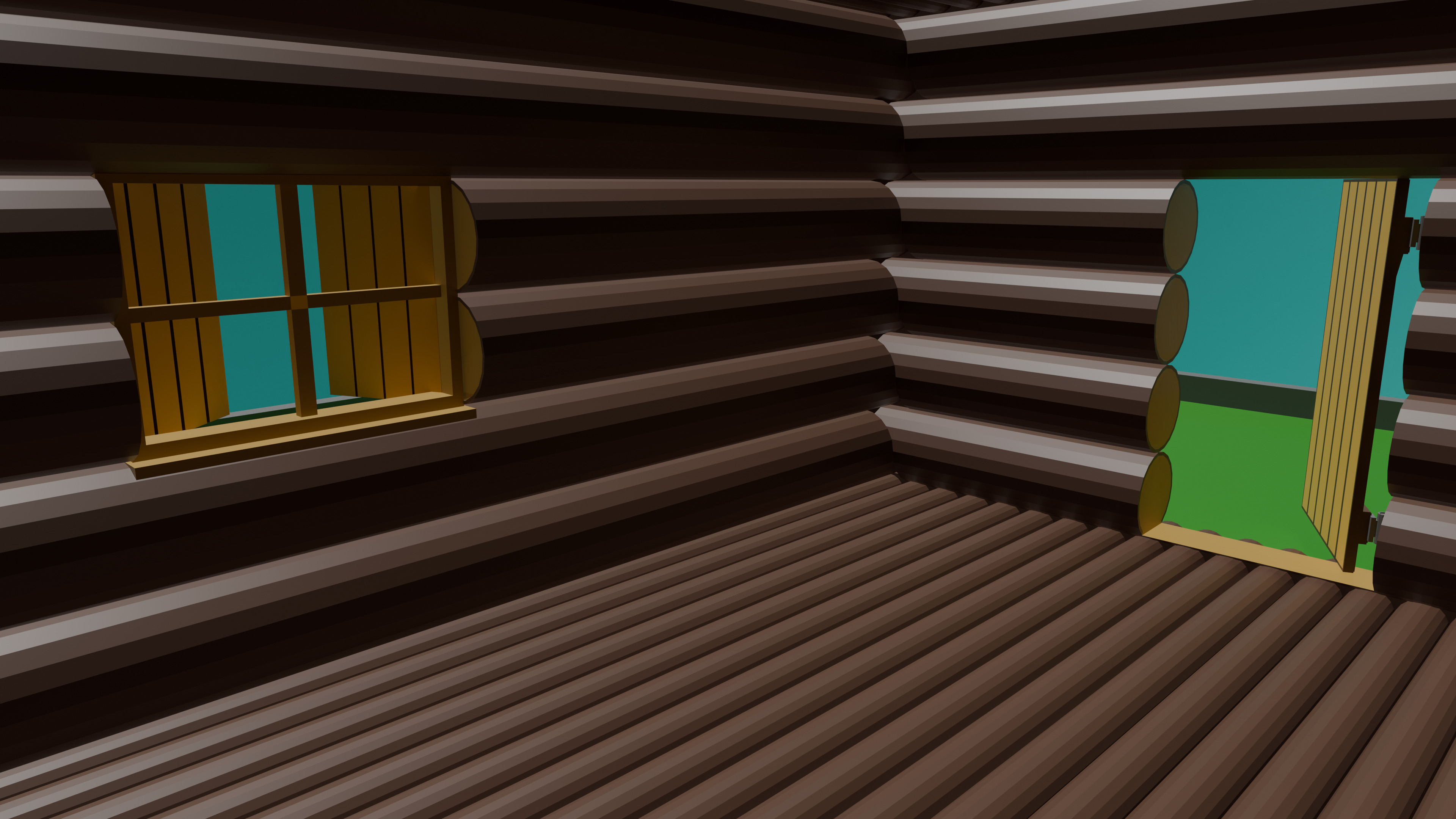 Low poly Wooden house Small Low-poly 3D model_8