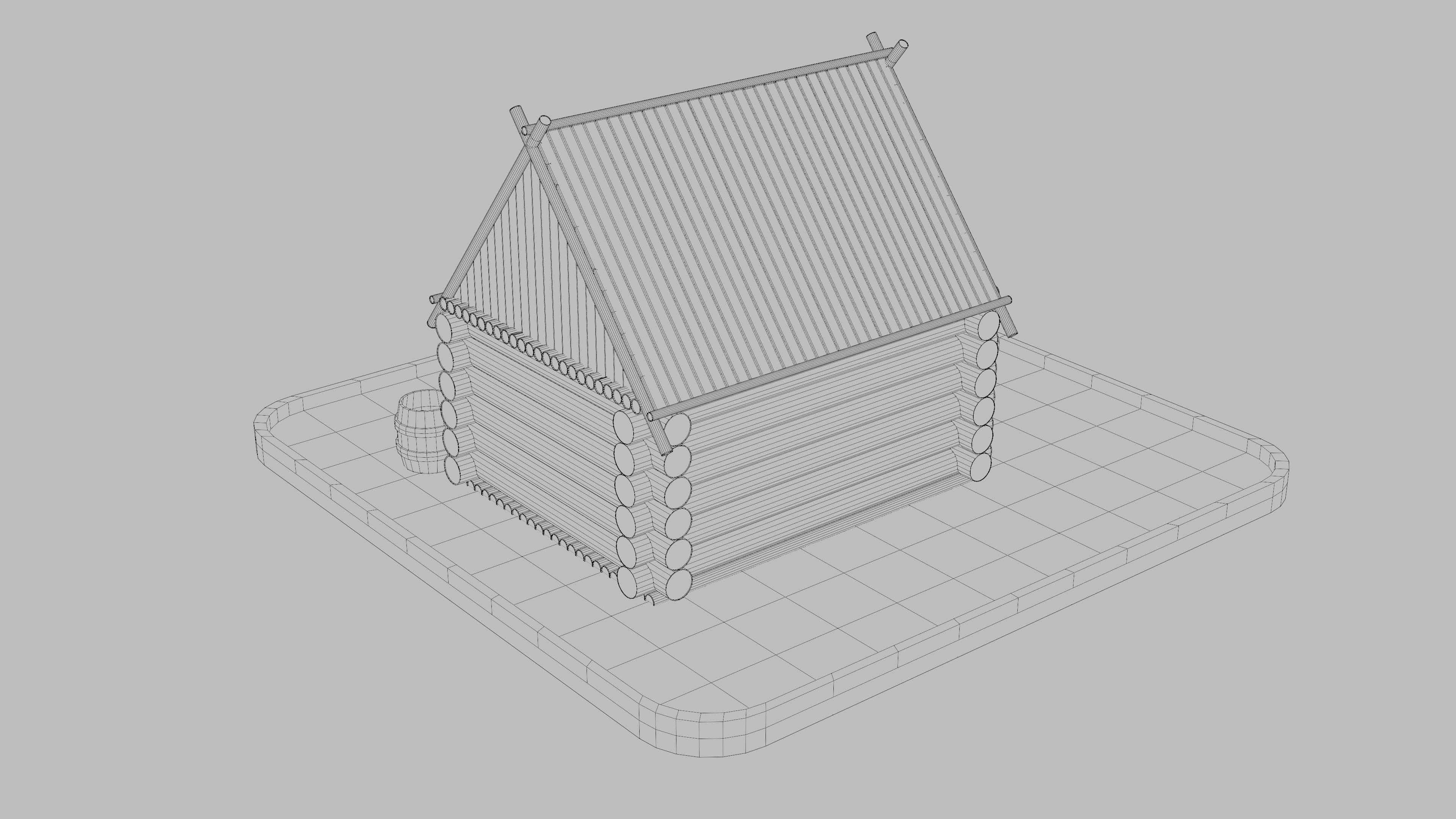 Low poly Wooden house Small Low-poly 3D model_5