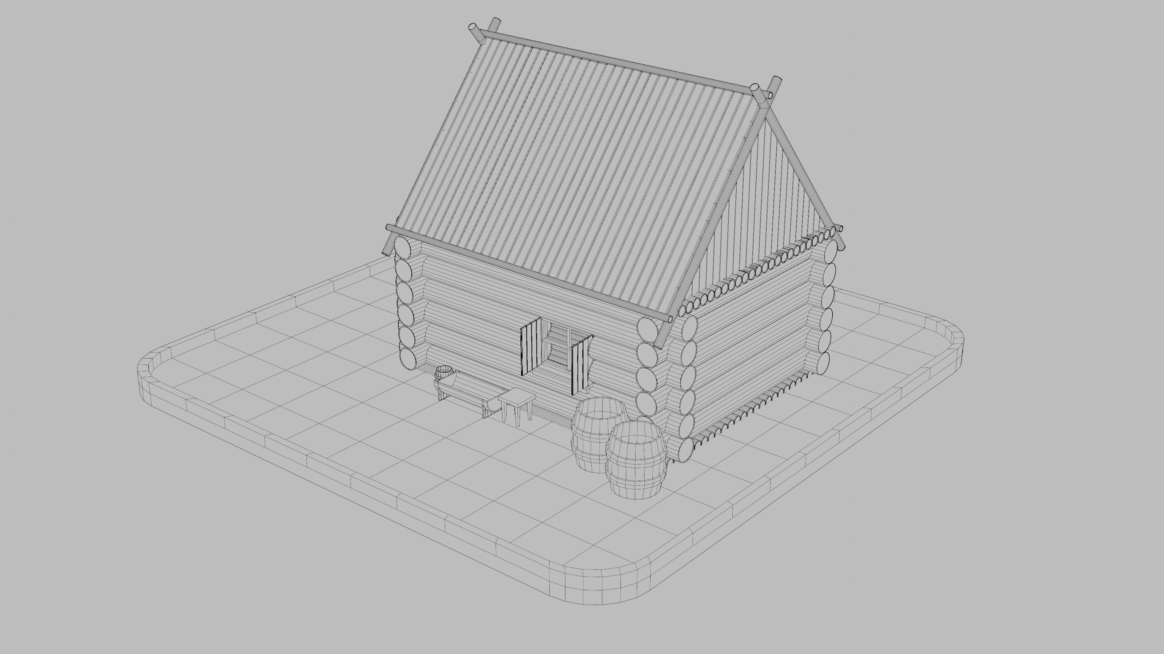 Low poly Wooden house Small Low-poly 3D model_7
