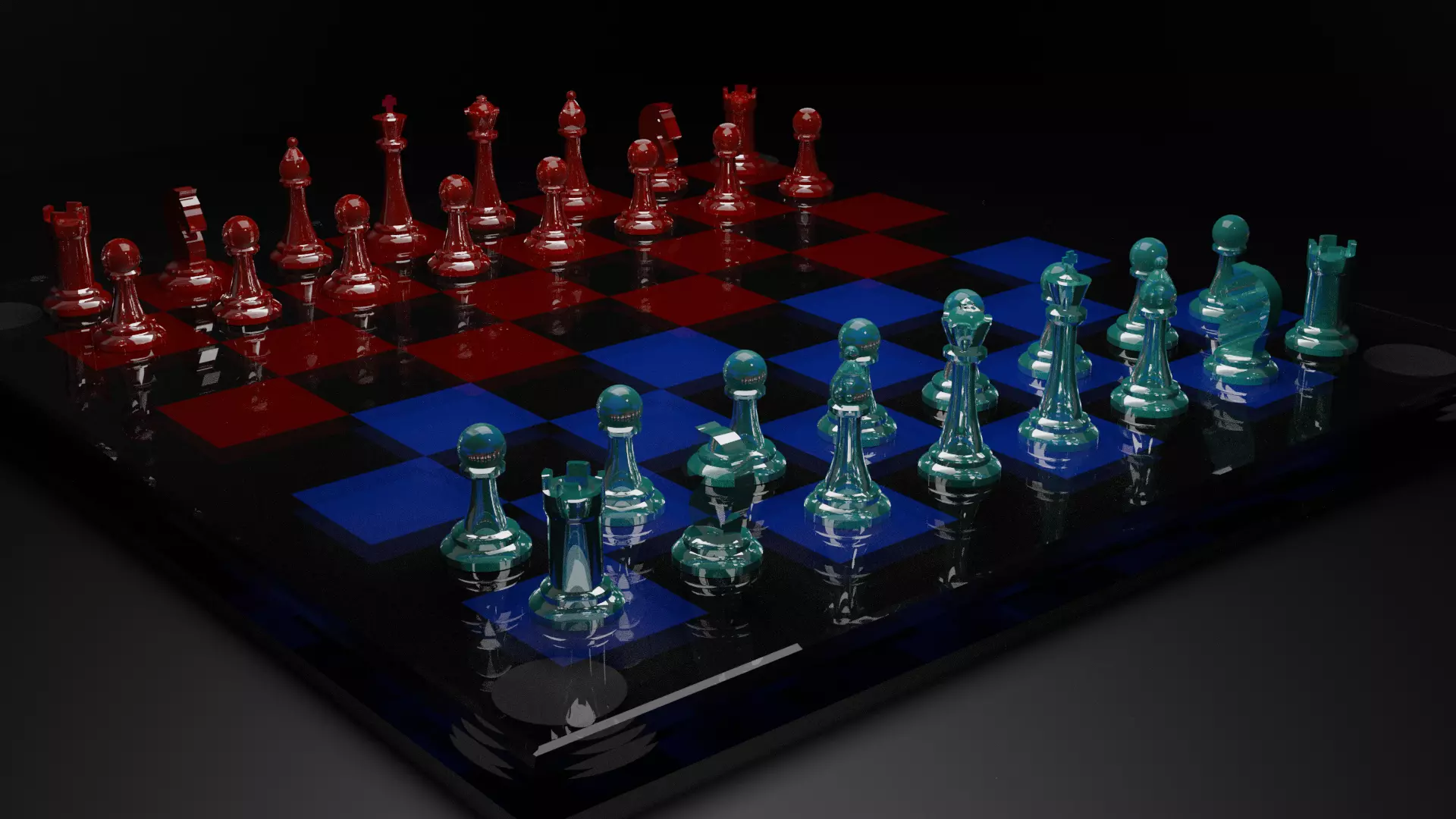 Glass Chess Set Low-poly 3D model