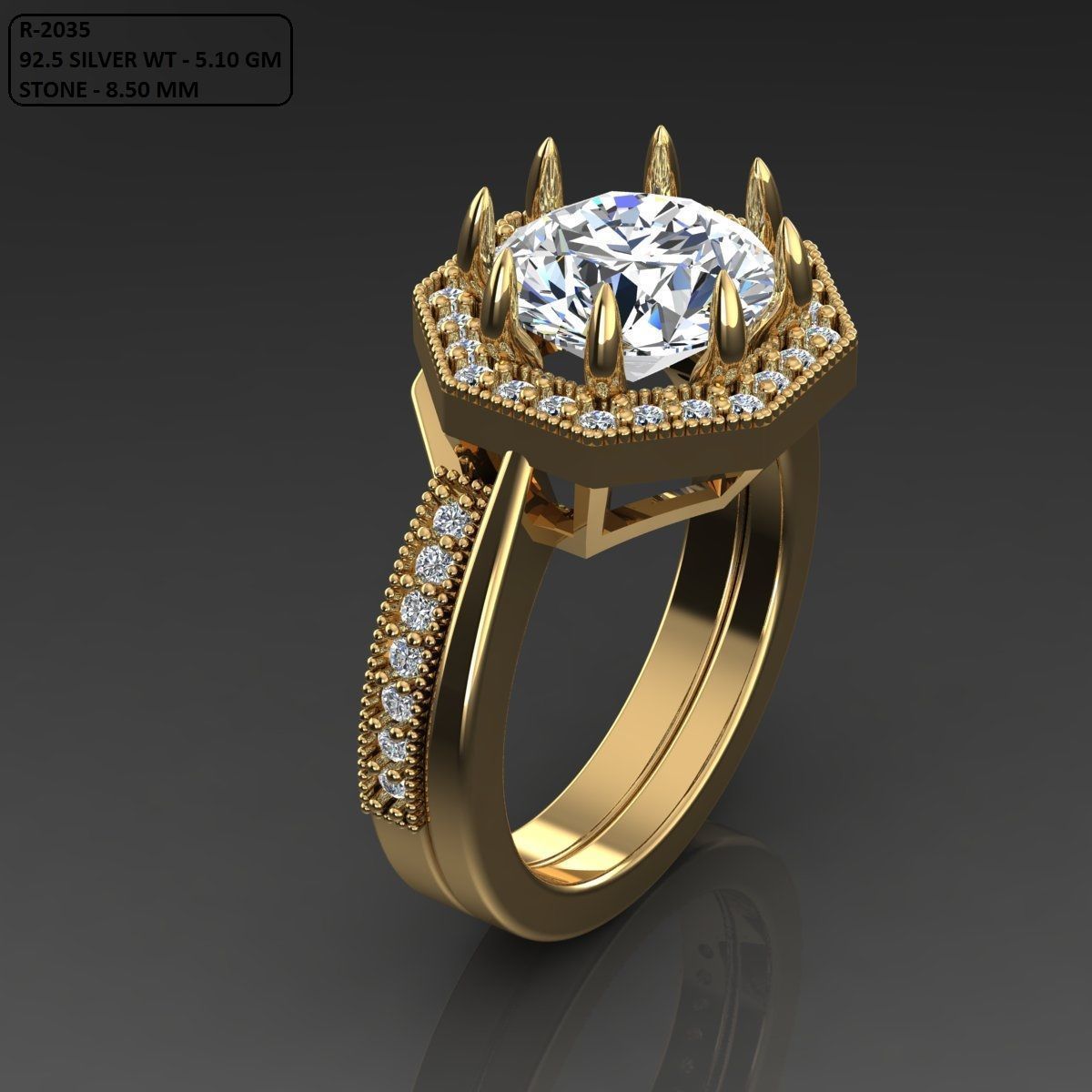 Solitaire Ring 3D print model_1