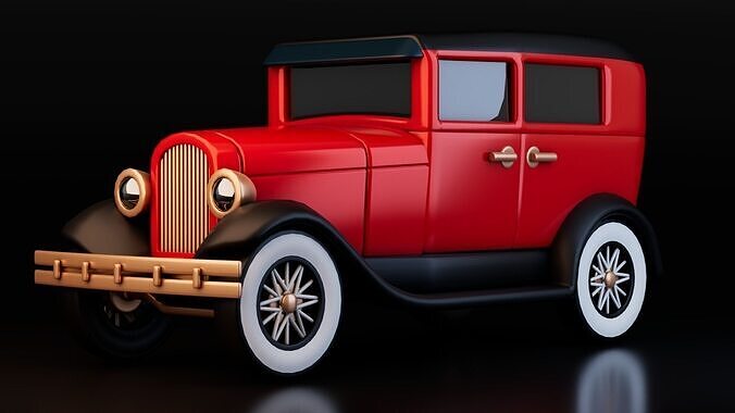 Low Poly Vintage Car Low-poly 3D model