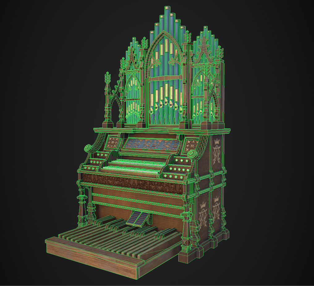 Pipe Organ Antique Low-poly 3D model_6