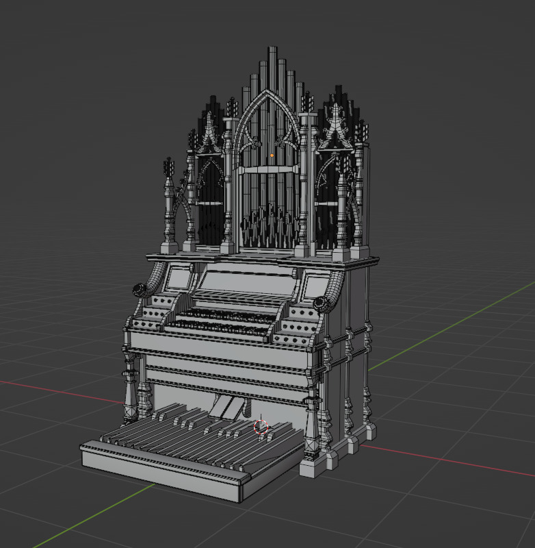 Pipe Organ Antique Low-poly 3D model_8
