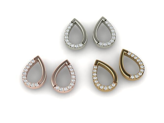 Drop shaped brooch medallion or cufflink earrings Free 3D print model