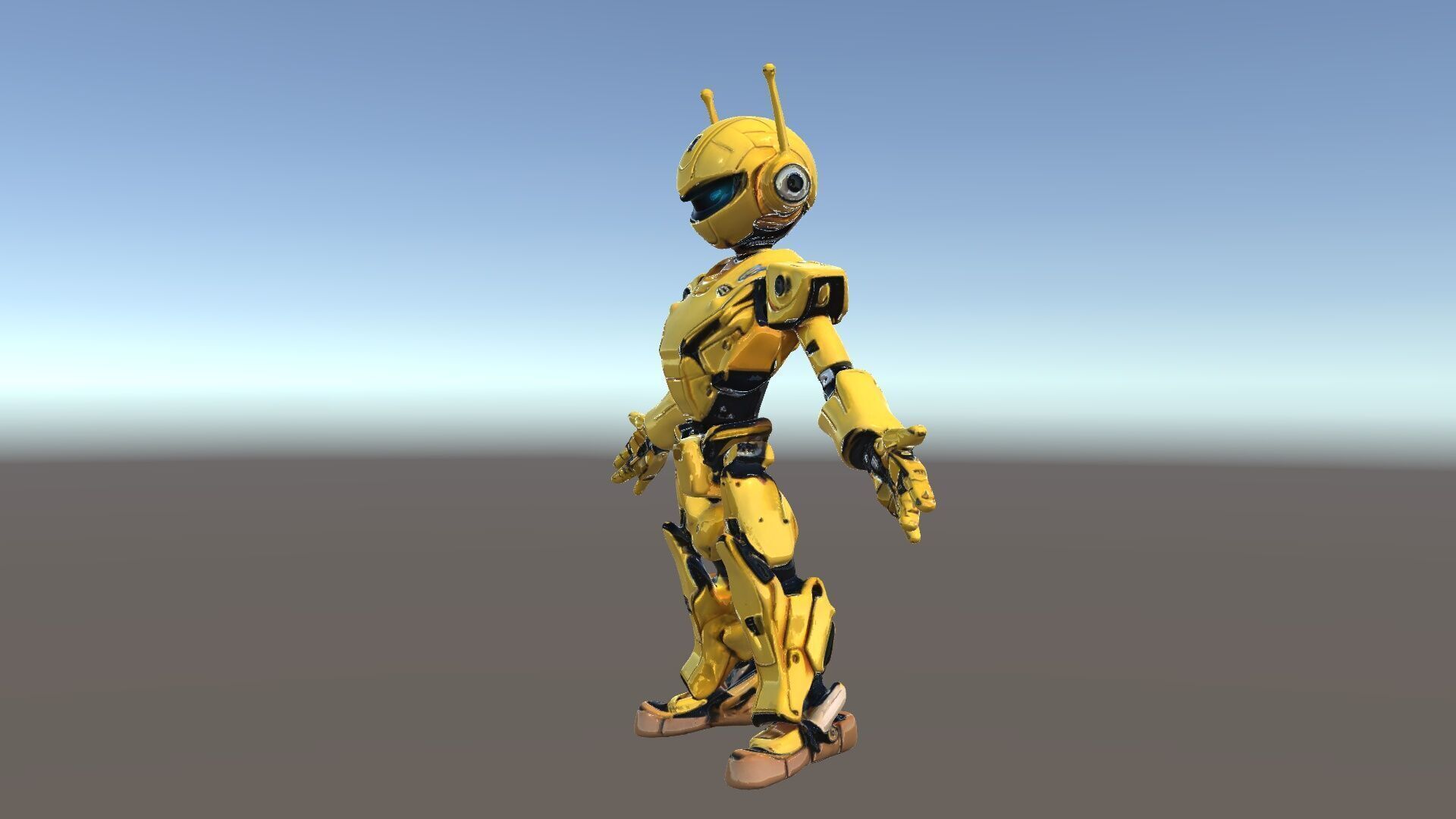 RiggedGolden Cyberbot Advanced Robotic GameReady Character Model Low-poly 3D model_5