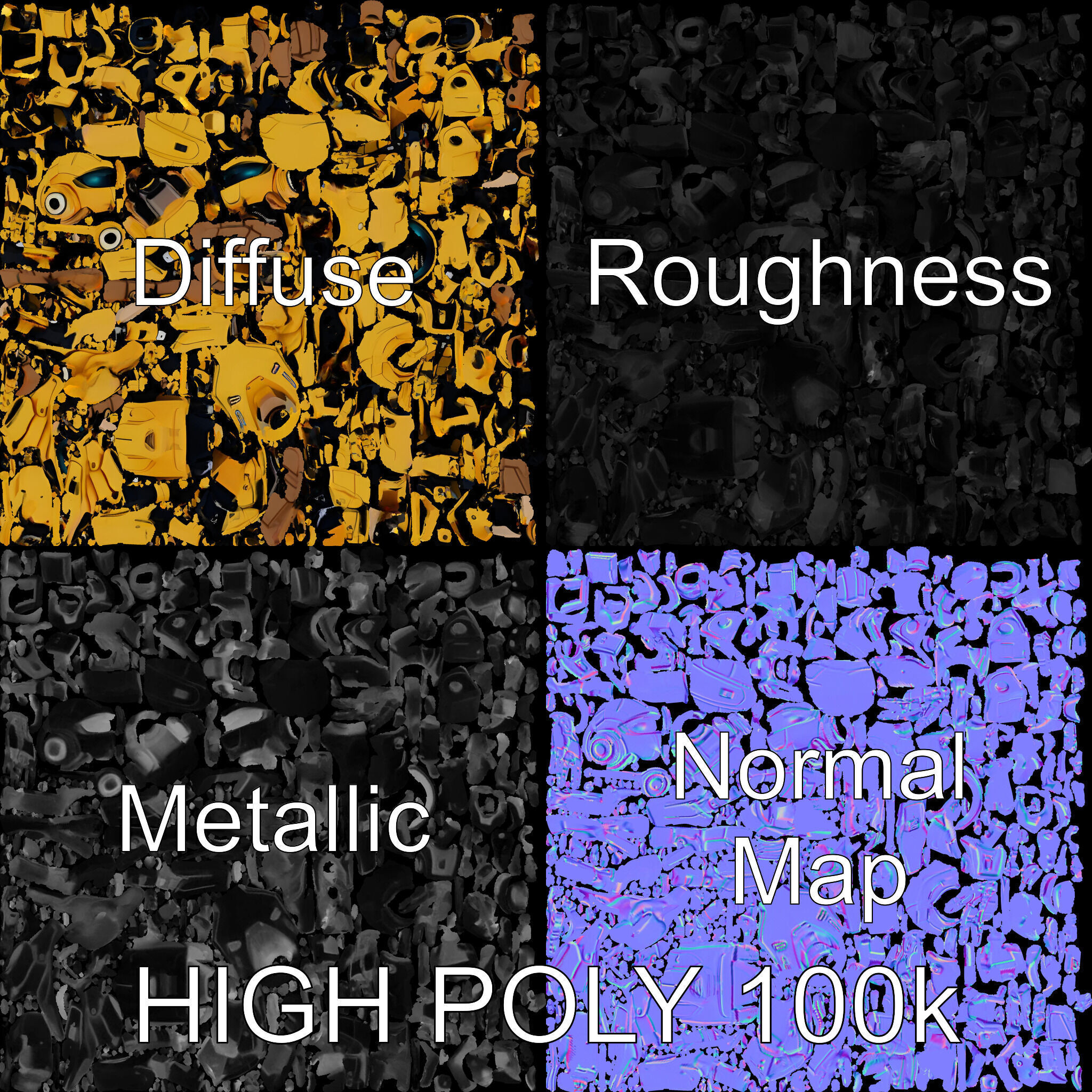 RiggedGolden Cyberbot Advanced Robotic GameReady Character Model Low-poly 3D model_2