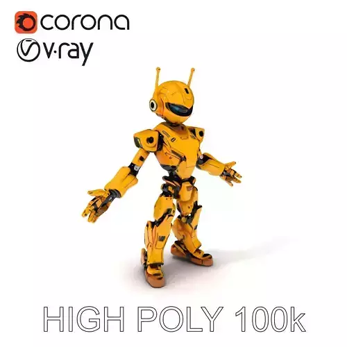 RiggedGolden Cyberbot Advanced Robotic GameReady Character Model