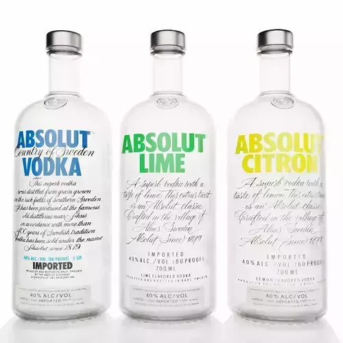 Absolut Vodka Bottles Lime Citron Alcohol