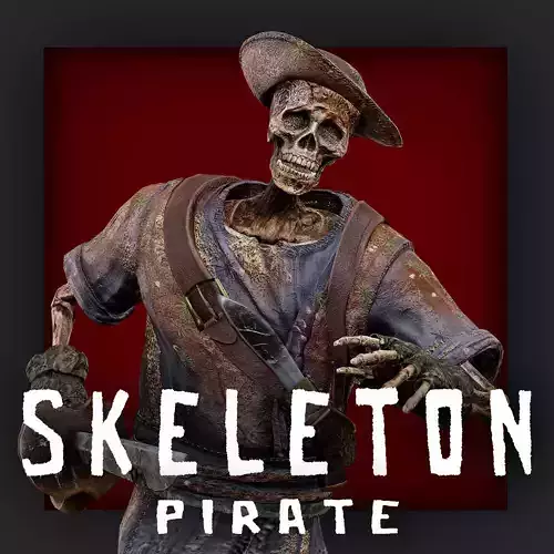 PIRATE SKELETON 9 B Low-poly 3D model