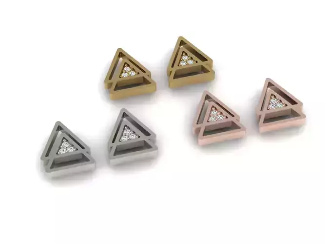Triangle design brooch medallion or cufflink earrings 3D print model