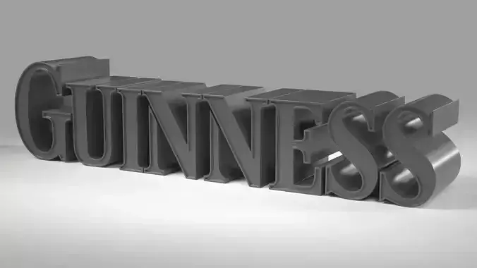 Guinness Stout Beer Letters Logo 3D print model