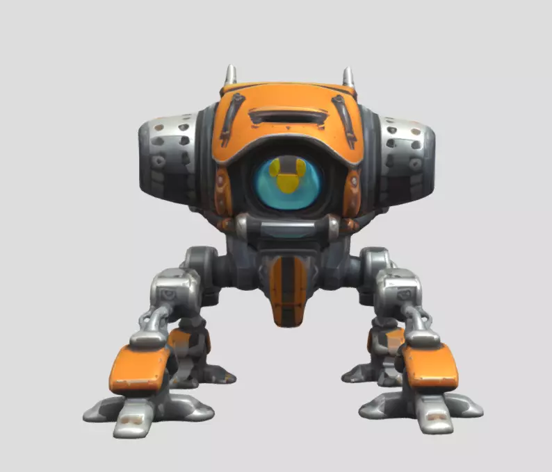 Large Robot 3D Model PBR Textured Sci-Fi Game Ready Low-poly 3D model