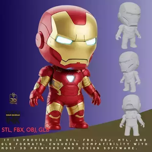 Mini Hero Iron Man Style Figure 3D Printable STL FBX OBJ GLB 3D print model