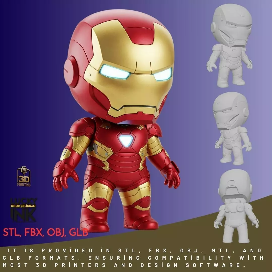 Mini Hero Iron Man Style Figure 3D Printable STL FBX OBJ GLB 3D print model_0
