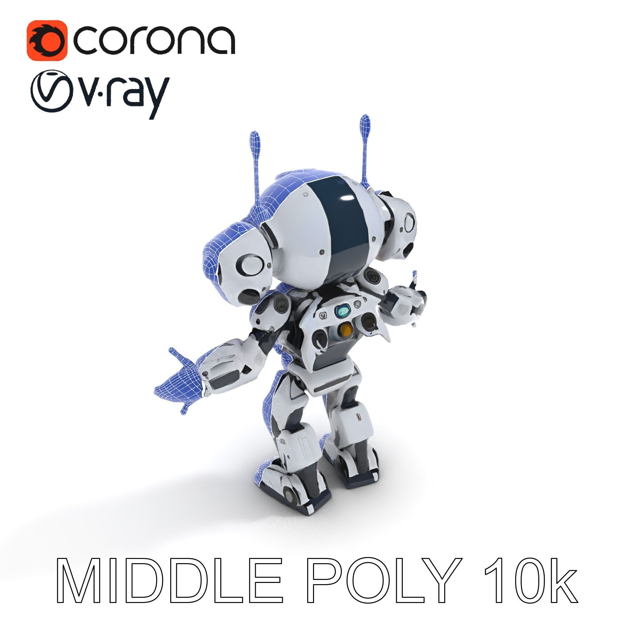 Robbie the Friendly Robot Hightech Versatile Gameready D Cha... Low-poly 3D model_36
