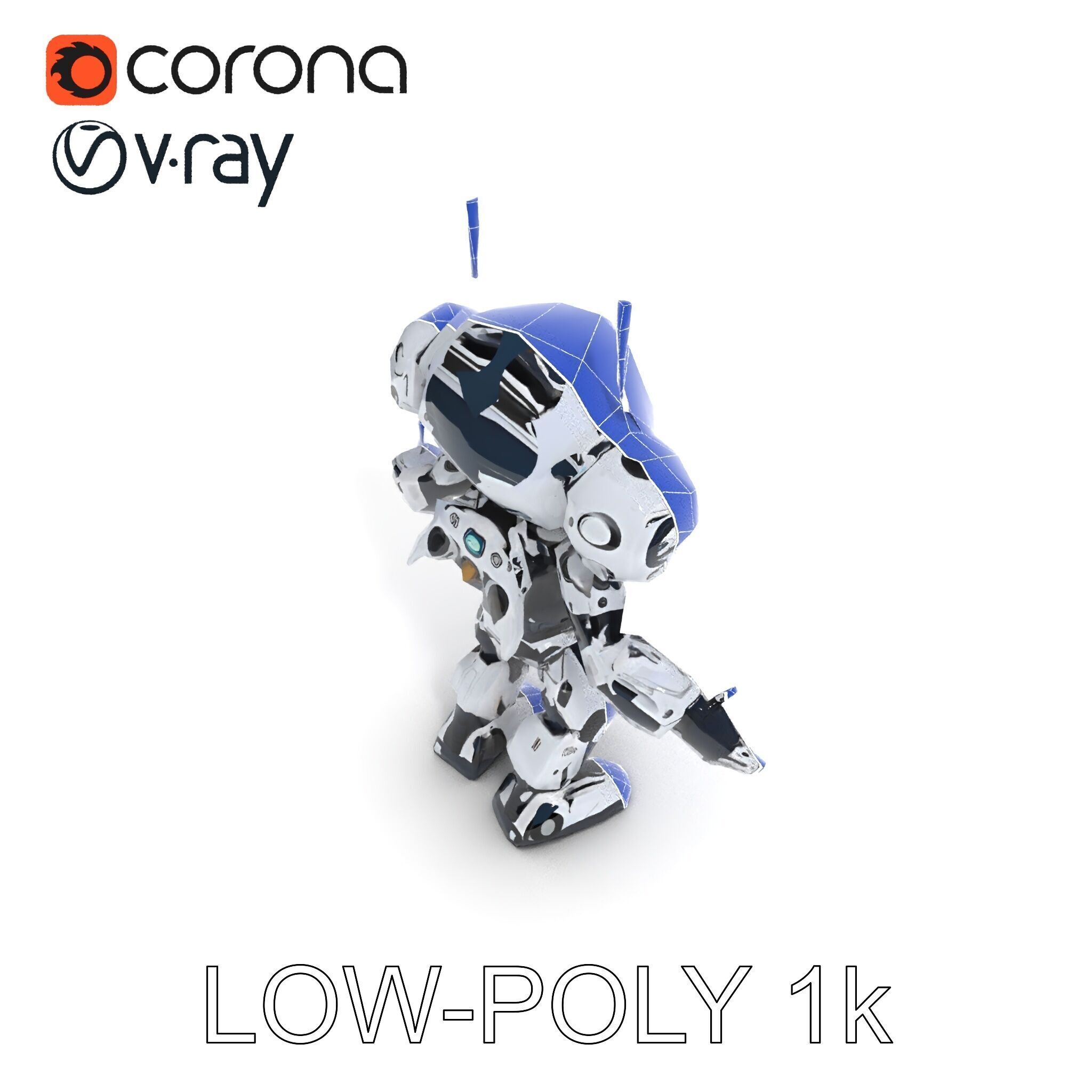 Robbie the Friendly Robot Hightech Versatile Gameready D Cha... Low-poly 3D model_7