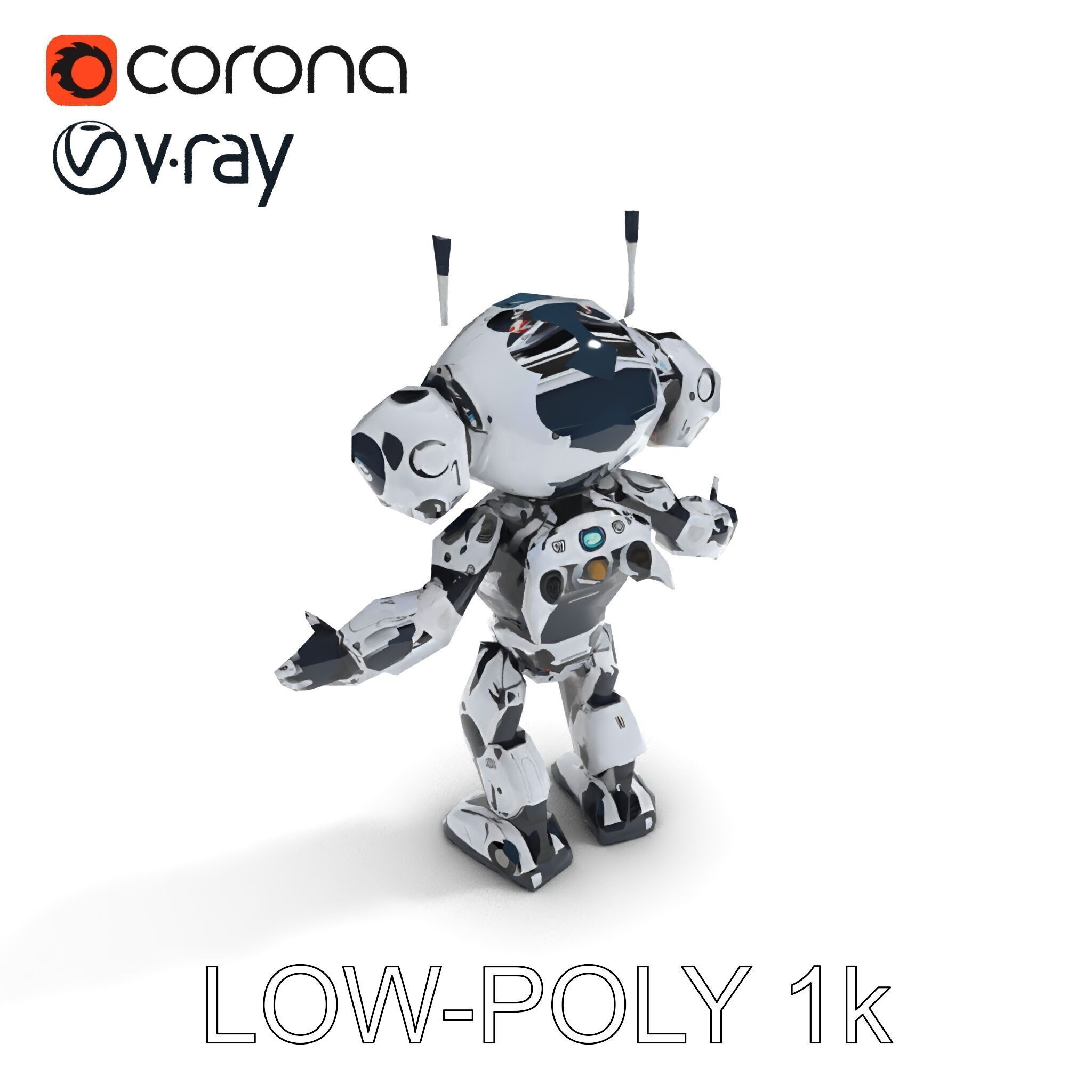 Robbie the Friendly Robot Hightech Versatile Gameready D Cha... Low-poly 3D model_24