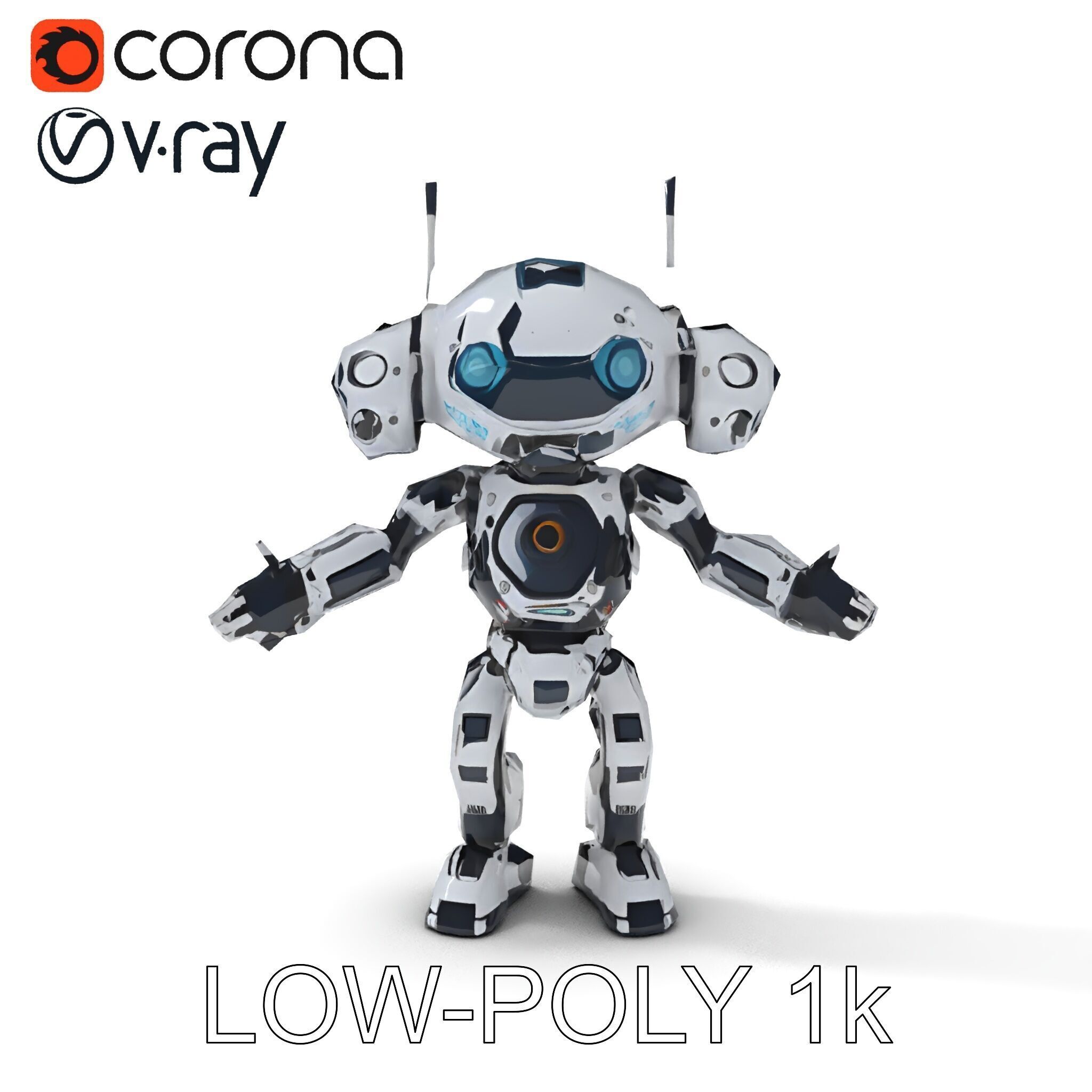 Robbie the Friendly Robot Hightech Versatile Gameready D Cha... Low-poly 3D model_34